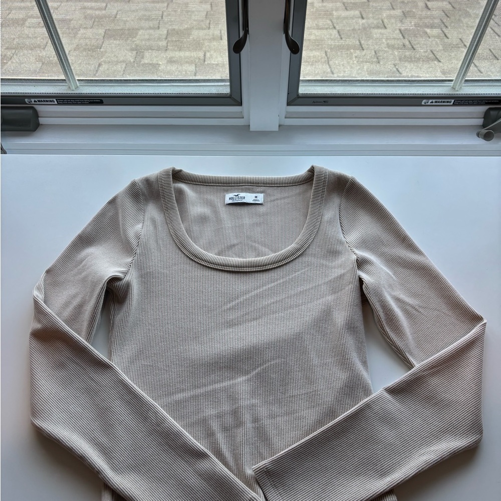 Hollister Tan Ribbed Long Sleeve Top